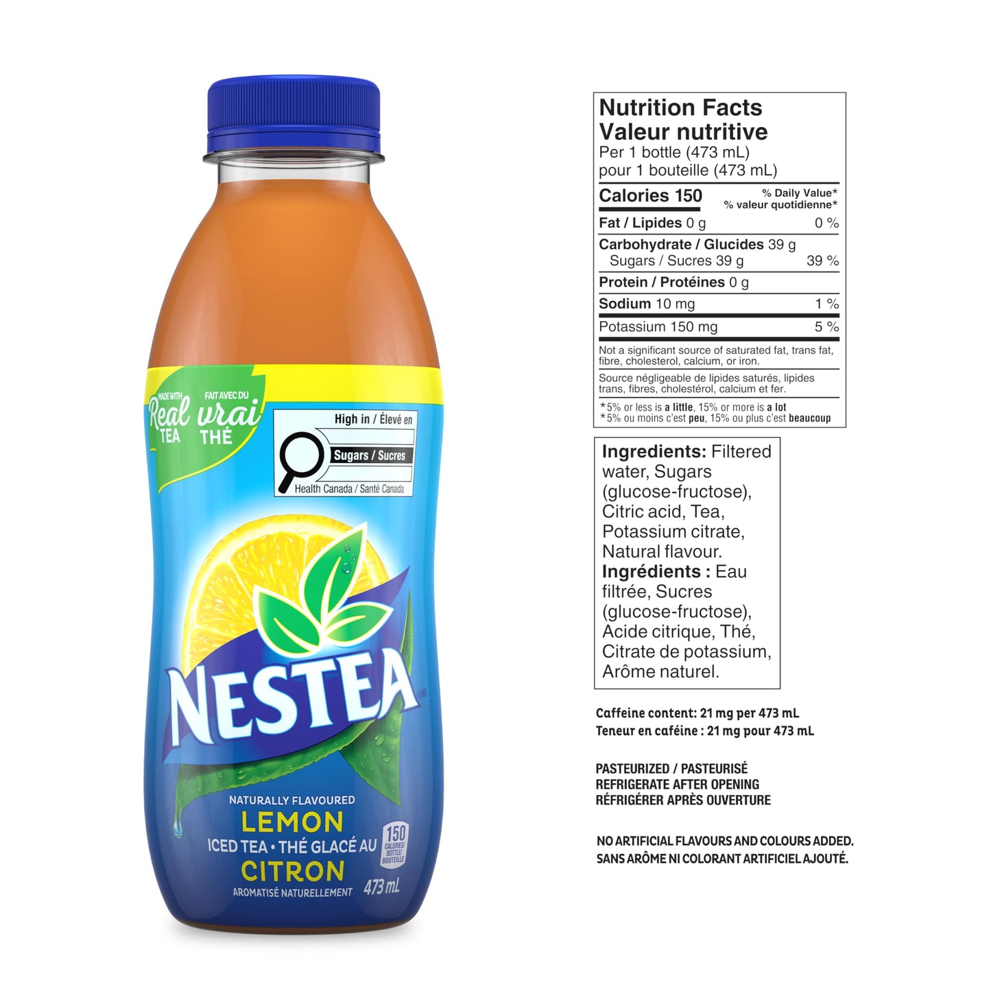 Nestea Naturally Flavoured, Lemon Iced Tea, 473mL, 12 Count Nestea