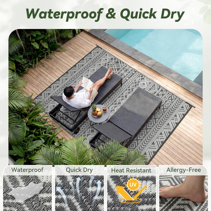 Outdoor Rug 5x8 ft Waterproof Outdoor Carpet-Patio RV Deck Camping Rug Portable Boho Rugs for Outdoor Area Rug Picnic Backyard Porch Beach Mat Grey