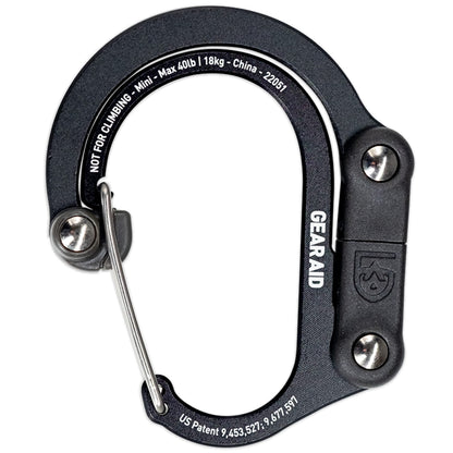 GEAR AID HEROCLIP Carabiner Gear Clip and Hook (Medium) for Camping, Backpack, and Garage Organization, Stealth Black Gear Aid
