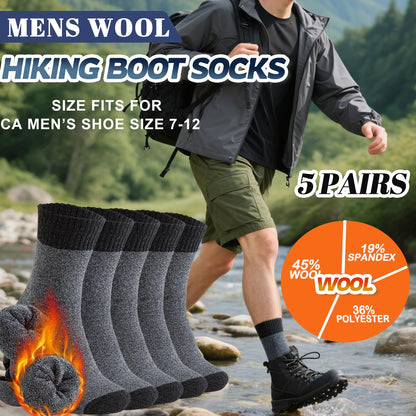 VoJoPi Mens Thermal Socks 5 Pairs Warm Wool Winter Thick Crew Socks for Men 🍁 All In One Marketplace Canada