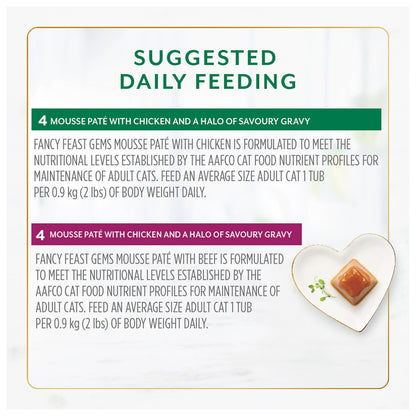 Fancy Feast Gems Wet Cat Food, Mousse Pâté Chicken & Beef 57g (2 Pack x 8)