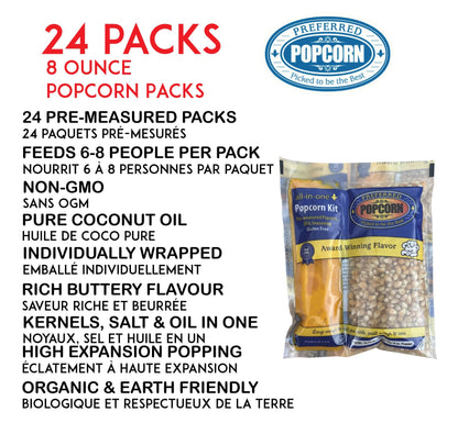 Preferred Popcorn 8oz All-in-One Butter Flavored Popcorn Kit - 24 Pack Case for Theatre Machines