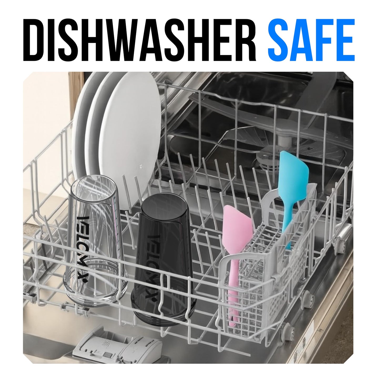 VELOMIX -2 Pack- 28 oz Protein Shaker Bottles for Protein Mixes - 2x Wire Whisk | Leak Proof Shaker Cups for Protein Shakes | Protein Shaker Bottle Pack | Shakers (Transparent & Black - 28oz)