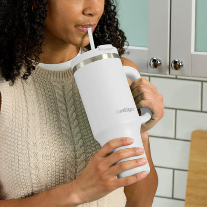 Contigo Streeterville Tumbler, 40 oz (1.18 L), Insulated Stainless Steel Water Bottle with Straw and Leak-Proof Lid, Salt Contigo