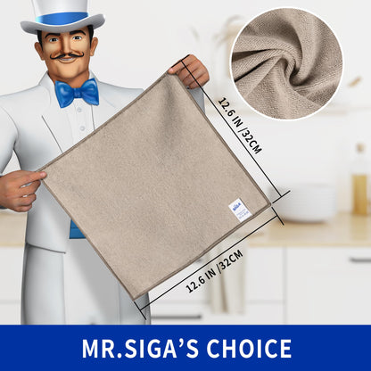 MR.SIGA Microfiber Cleaning Cloths, All-Purpose Surface Microfiber Towels, Streak Free Cleaning Rags, Pack of 12, Coffee, Size 32 x 32 cm(12.6 x 12.6 inch) - Available at All In One Marketplace Canada