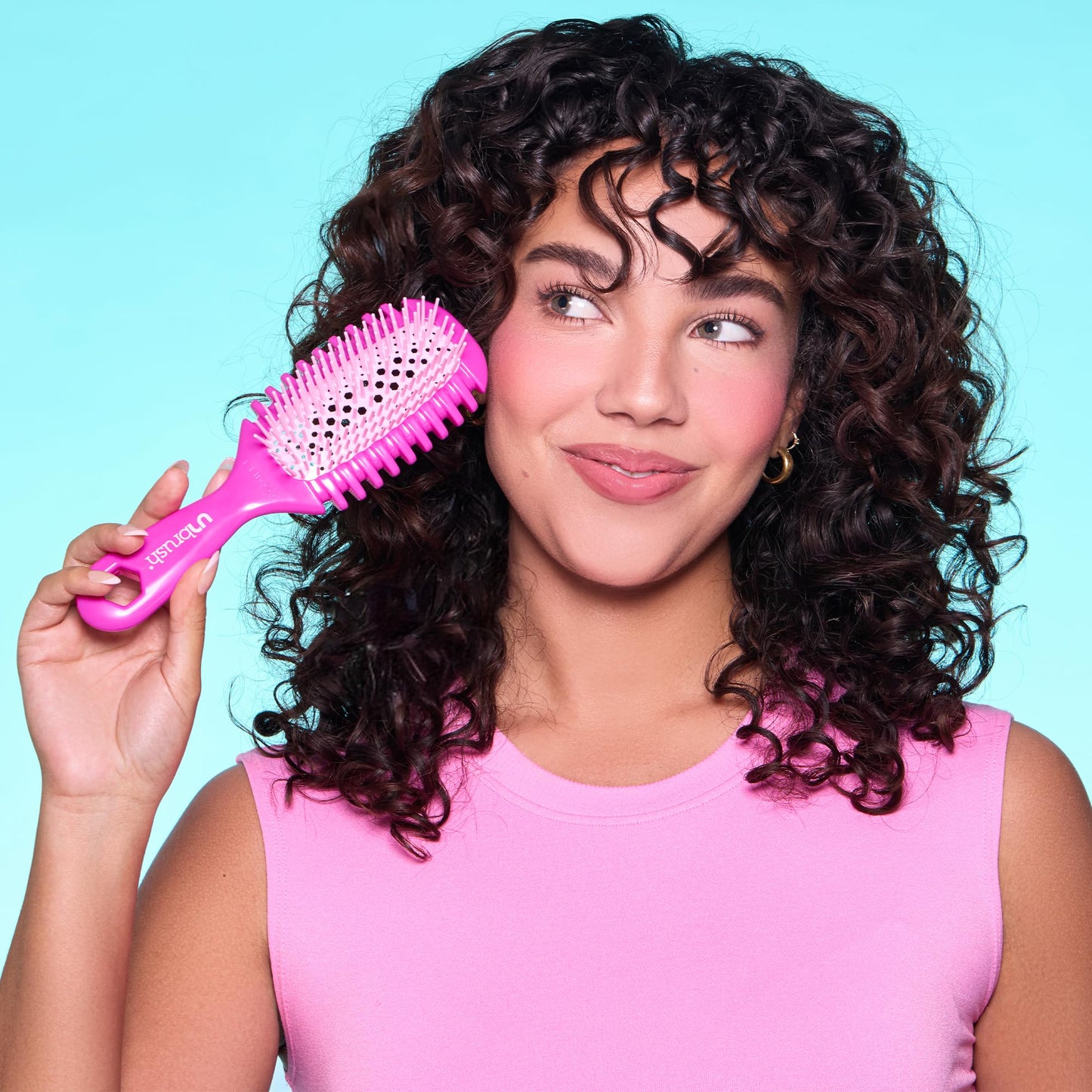 FHI Heat UNbrush Curl Defining Brush — Wavy, Coily, and Curly Hair Brush with DuoFlex Bristles & StyleCurl Handle — for Gentle Detangling & Faster Styling on Wet Hair - Coral Rose FHI Heat