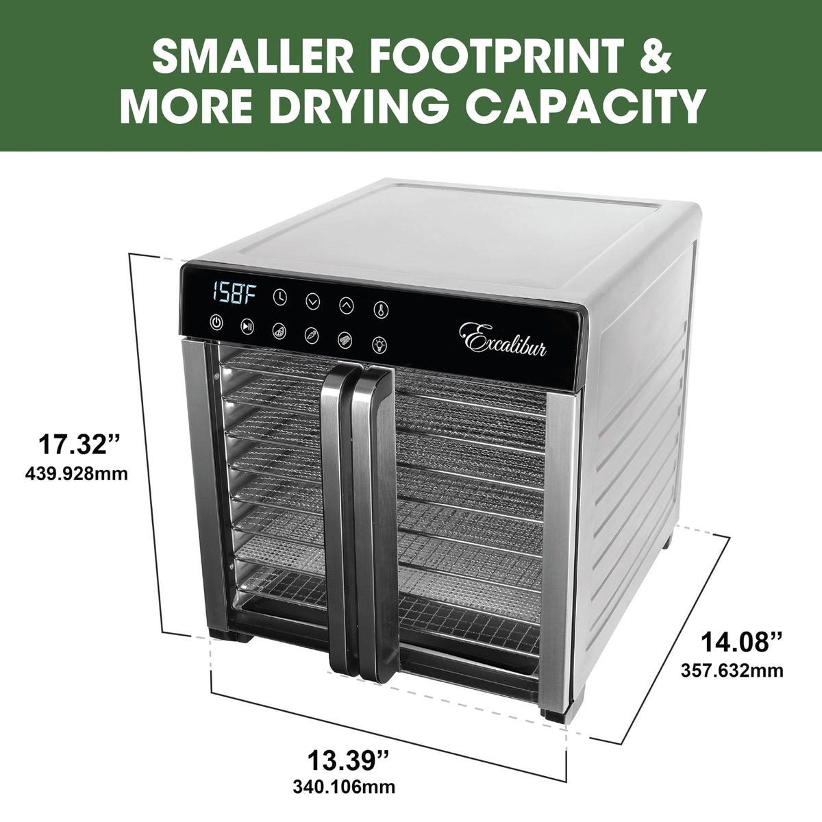 Excalibur 8 Tray Select Digital Dehydrator, in Stainless Steel (DH08SCSS13)