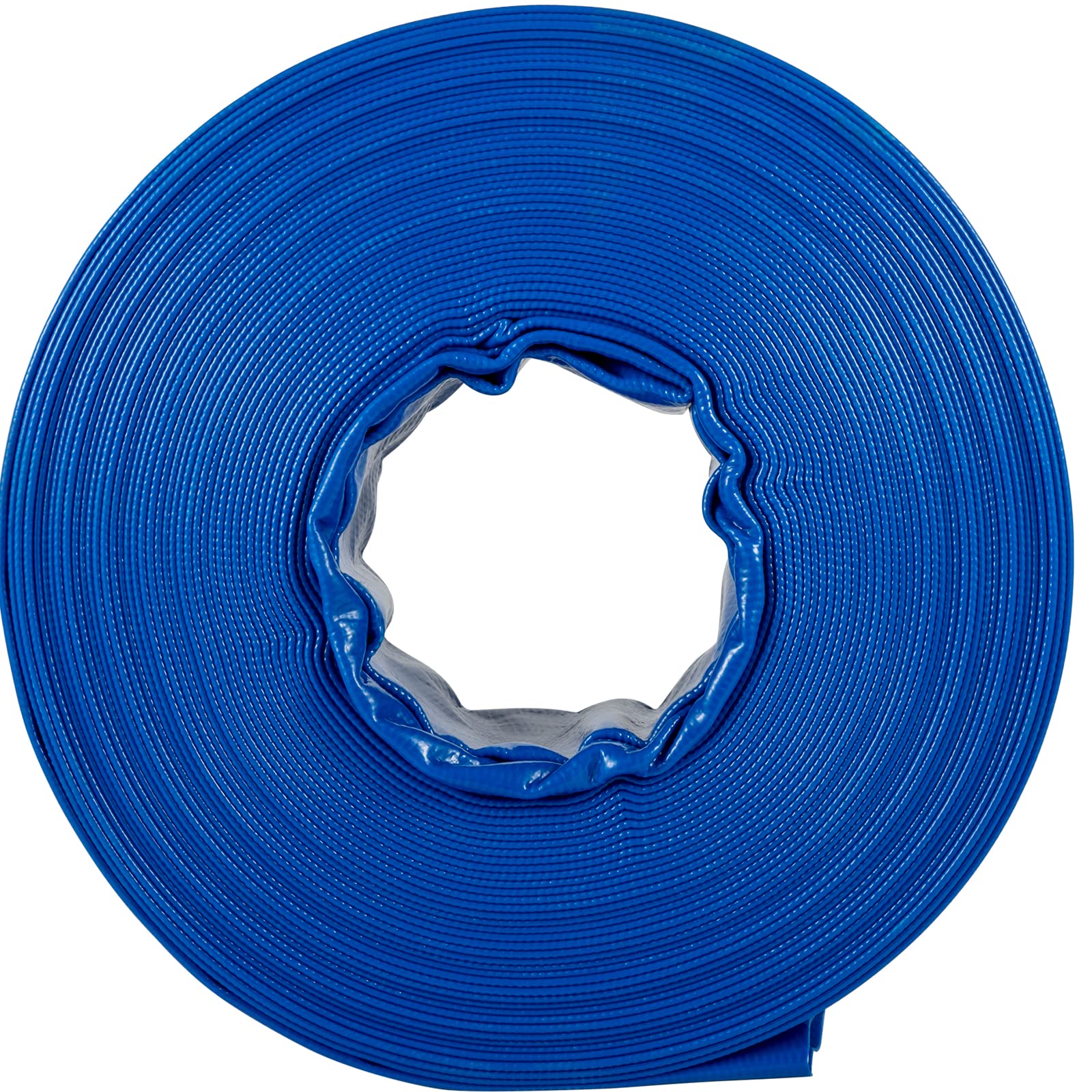 VEVOR Discharge Hose, 1-1/2" x 100', PVC Fabric Lay Flat Hose, Heavy Duty Backwash Drain Hose with Clamps, Weather-Proof & Burst-Proof, Ideal for Swimming Pool & Water Transfer, Blue VEVOR