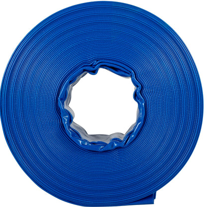 VEVOR Discharge Hose, 1-1/2" x 100', PVC Fabric Lay Flat Hose, Heavy Duty Backwash Drain Hose with Clamps, Weather-Proof & Burst-Proof, Ideal for Swimming Pool & Water Transfer, Blue VEVOR