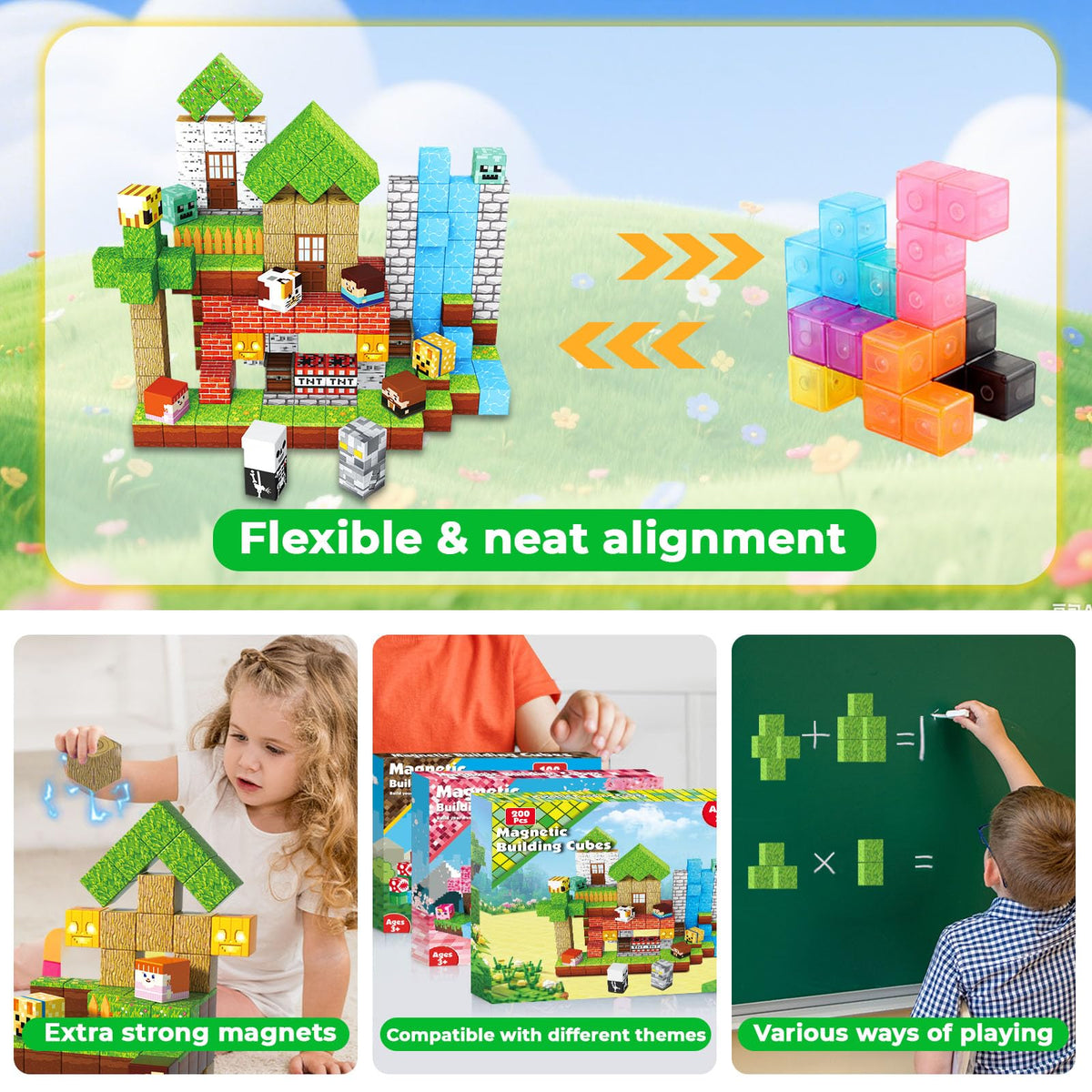 ToyUnited 200 Pieces Magnetic Blocks Jumbo Forest Castle, Cute Fun Magnetic Building Blocks Montessori Sensory Stacking Toys for Kids Aged 3 4 5 6 7 8 9 10 11 12 Year Old Boys Girls Gift Christmas 🍁 All In One Marketplace Canada