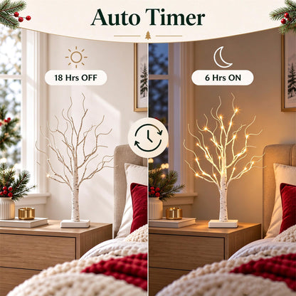 PEIDUO Birch Tree for Christmas Decorations with Timer, Lighted Birch Tree Prelit Fall Decor with 24 LED Warm White Lights, Artificial Tree Lights for Indoor Tabletop Christmas Home Decor (2PK) 🍁 All In One Marketplace Canada