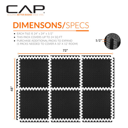 CAP Barbell 1/2-Inch Interlocking EVA Foam Exercise Puzzle Mats - 1 Pack | 24" x 24" x 1/2" | Diamond Pattern 🍁 All In One Marketplace Canada