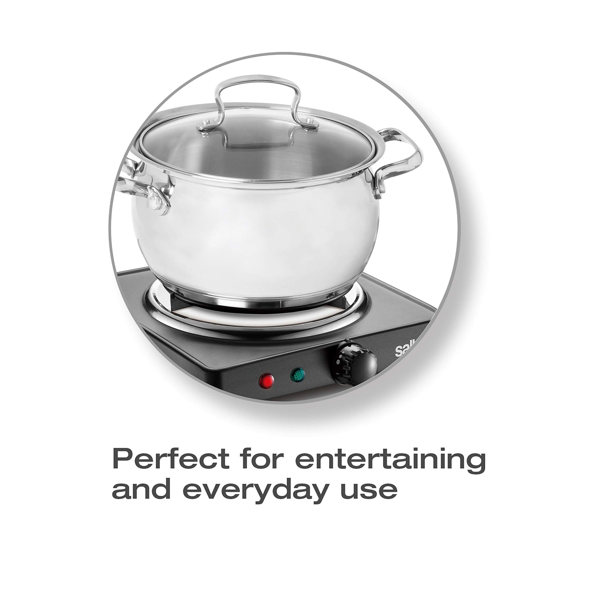 Salton Single Coil Portable Electric Cooktop | 1000 Watts | Lightweight & Compact | Variable Temperature Control | Perfect for Dorms, Offices, Camping | Black | 100% Canadian-owned & operated - Available at All In One Marketplace Canada