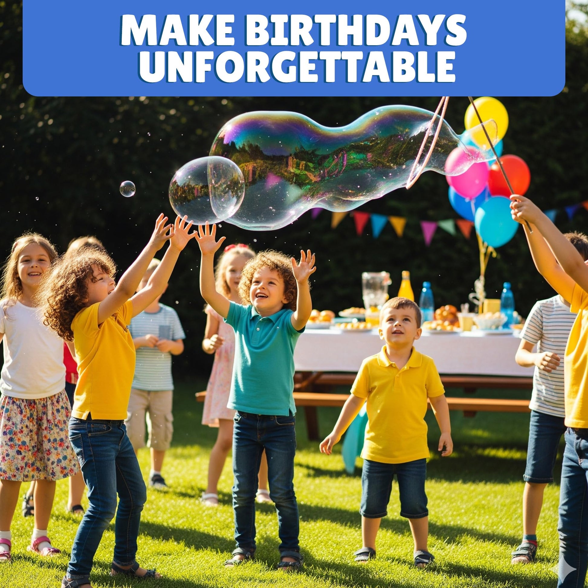 Bubbles for Kids - Giant Bubble Solution, Bubble Wands, Bubbles Powder Mix Makes 896 OZ (7 Gallons) - The Original Mix Kid Safe and Long Lasting Outdoor Toys Fun