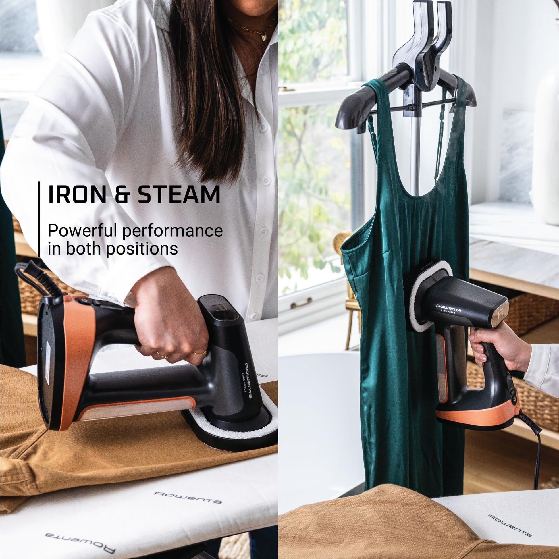 Rowenta Iron Steamer for Clothes, 3in1 Hand Held Steamers, Clothing Steamer, Ironing, Lint Remover, 7.1 Oz Tank, 1875 Watts, Auto-Off, Black, DR8855 Rowenta