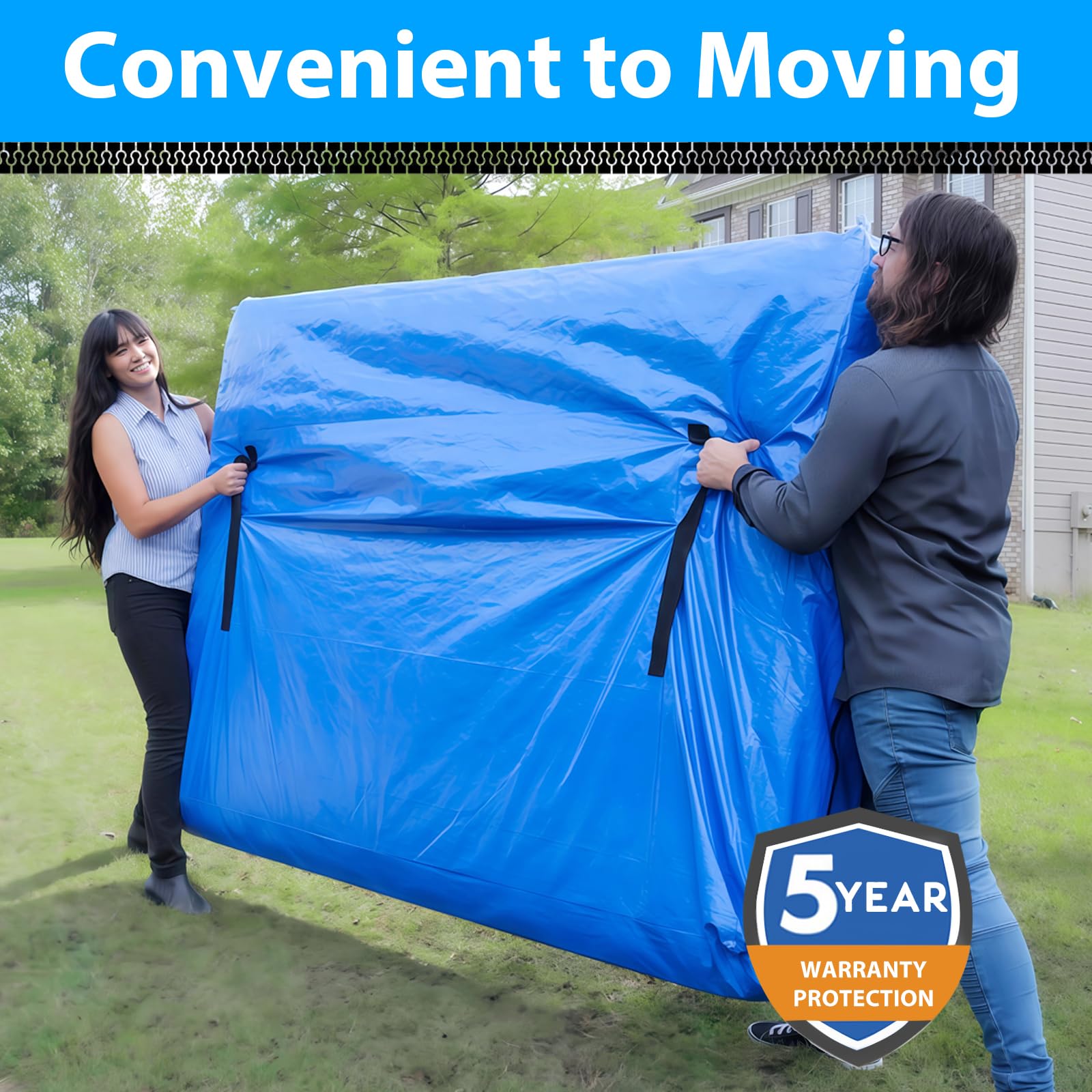 Mattress Bag for Moving,Extra Thick Mattress Cover Queen Mattress Storage Bag with 8 Strong Handles & Zipper,Heavy Duty Mattress Bags,Waterproof Mattress Protector - Moving Supplies(208.3*160*38CM) - Available at All In One Marketplace Canada
