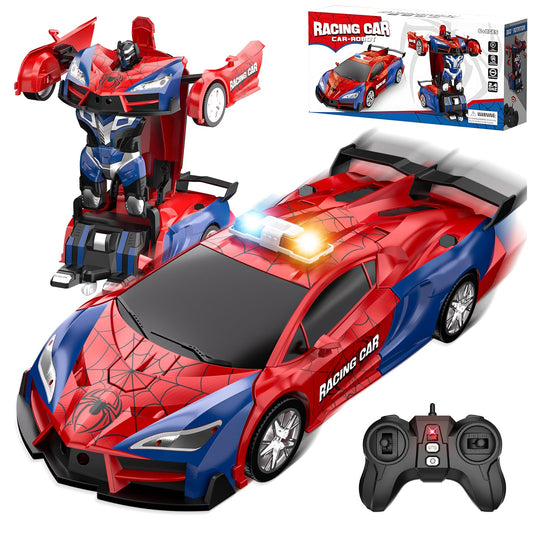 Spider Transform Remote Control Cars for Kids - 2.4GHz RC Police Car for 3 4 5 6 7 8 Year Old Boys, 1:18 Scale Robot Toy Car with One-Key Transformation & 360° Rotation, Kids Christmas Birthday Gifts - Available at All In One Marketplace Canada