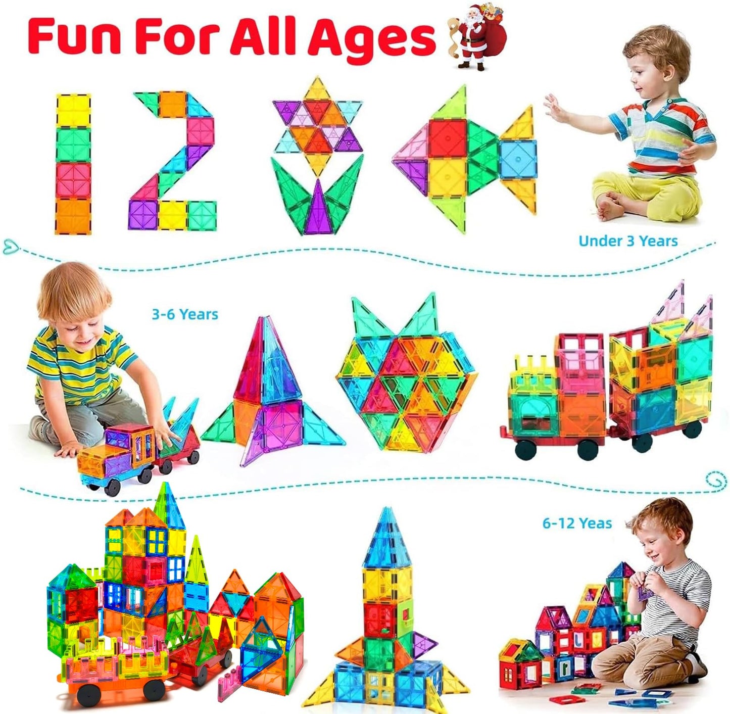 100PCS Magnetic Tiles Magnetic Blocks for Kids 3-5 6-8 8-10 Construction STEM Learning Resources Magnet Building Blocks Toddler Toys Christmas Birthday Gifts Toys for 3 4 5 6 7 8+ Year Old Boys Girls - Available at All In One Marketplace Canada