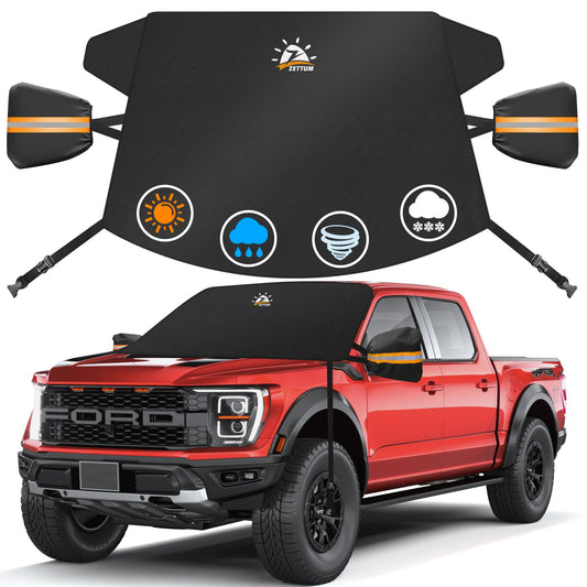 Zettum Truck Windshield Cover for Ice and Snow - 600D Large Windshield Snow Cover for Pickup Truck Heavy Duty, Winter Car Windshield Covers for Ford F150, Silverado, GMC Sierra, Ram, and More Trucks 🍁 All In One Marketplace Canada