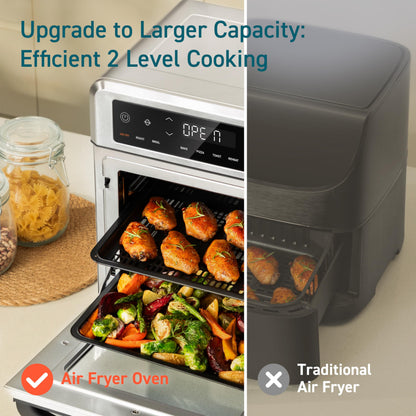 Cosori 11-in-1 Air Fryer Oven, 13Qt Small Footprint Airfryer combo with Rotisserie, Toast, Bake, Roast, Reheat Functions and more, Recipe Book & 6 Accessories Included, Perfect for Small Contertop - Available at All In One Marketplace Canada