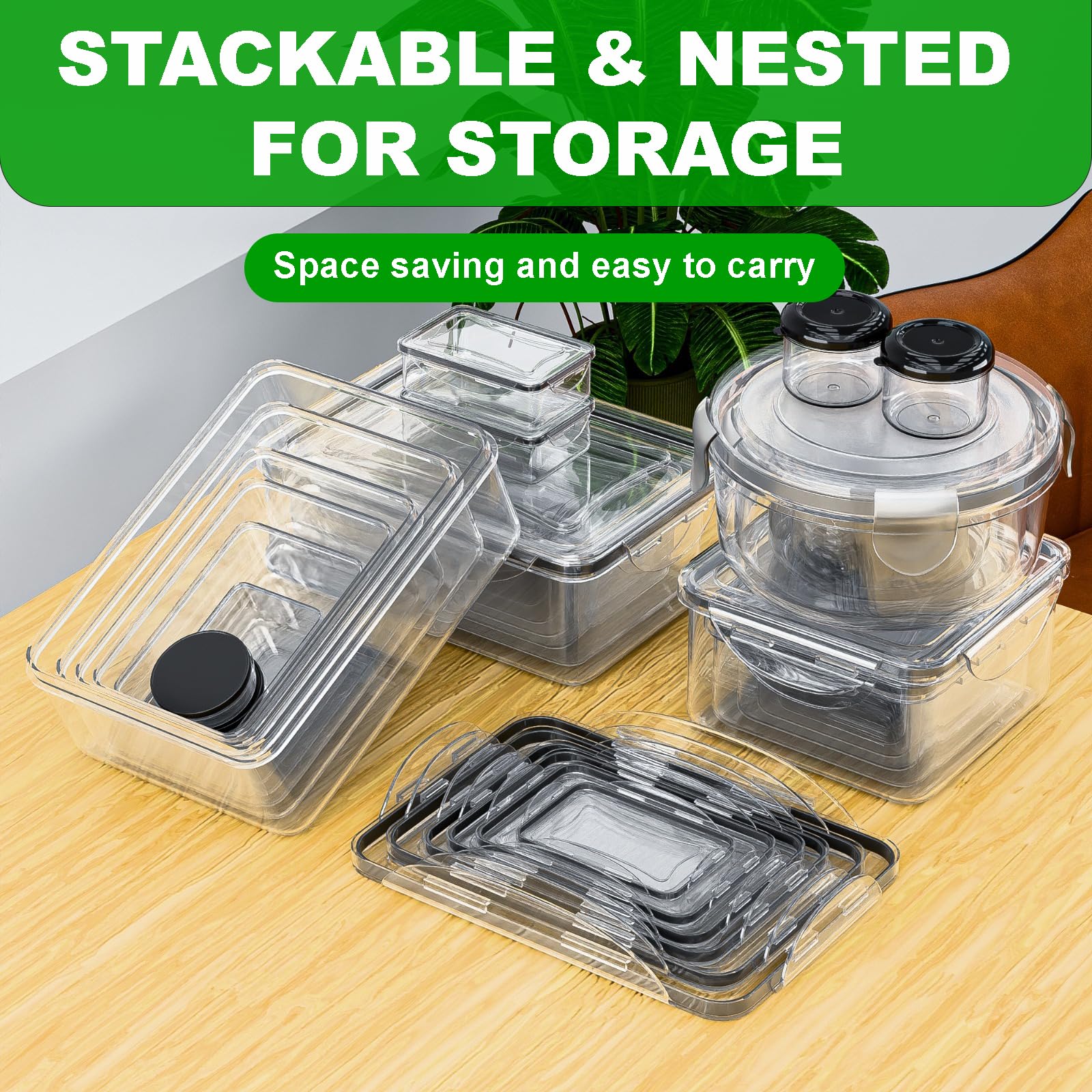 62 Pcs Large Food Storage Containers with Lids Airtight,Total19400ML(31 Containers&31 Lids)- Plastic Food Container for Kitchen Organization - Available at All In One Marketplace Canada
