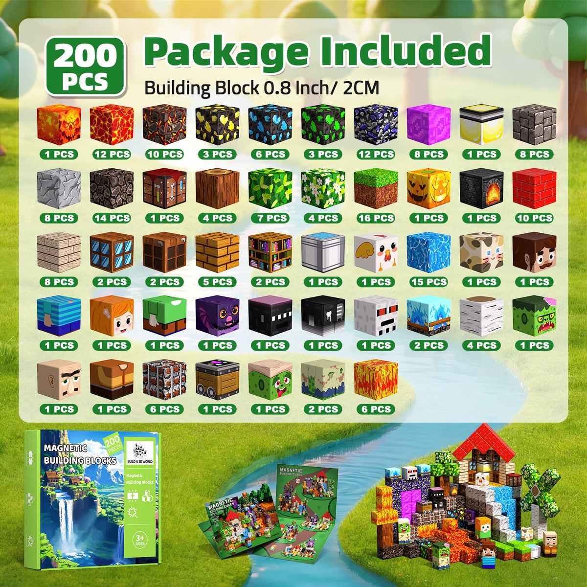 200PCS Magnetic Blocks, Toys Building Cubes Set Birthday Gifts for Kids 🍁 All In One Marketplace Canada