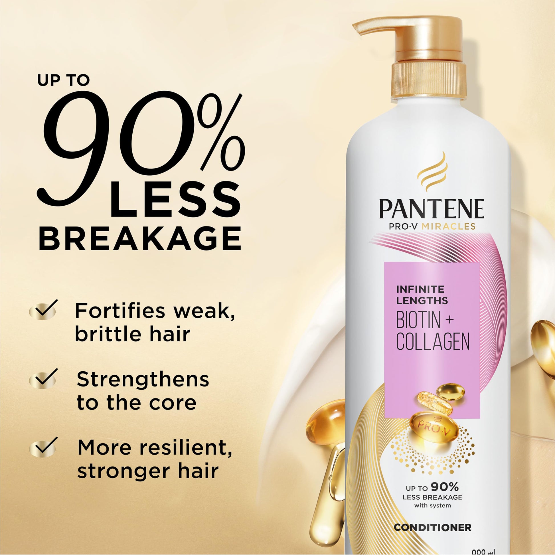Pro-V Miracles Infinite Lengths Biotin + Collagen Sulfate-Free Shampoo 888mL Pantene