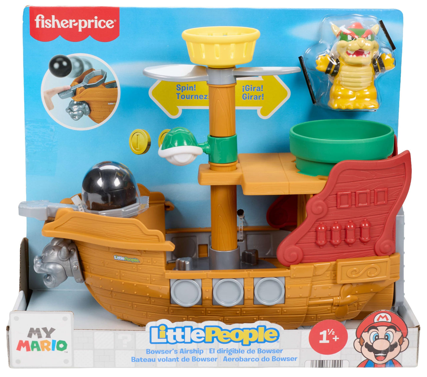 Fisher-Price Little People Toddler Toy My Mario Bowser’s Airship Playset with Figure for Preschool Pretend Play Kids Ages 18+ Months 🍁 All In One Marketplace Canada