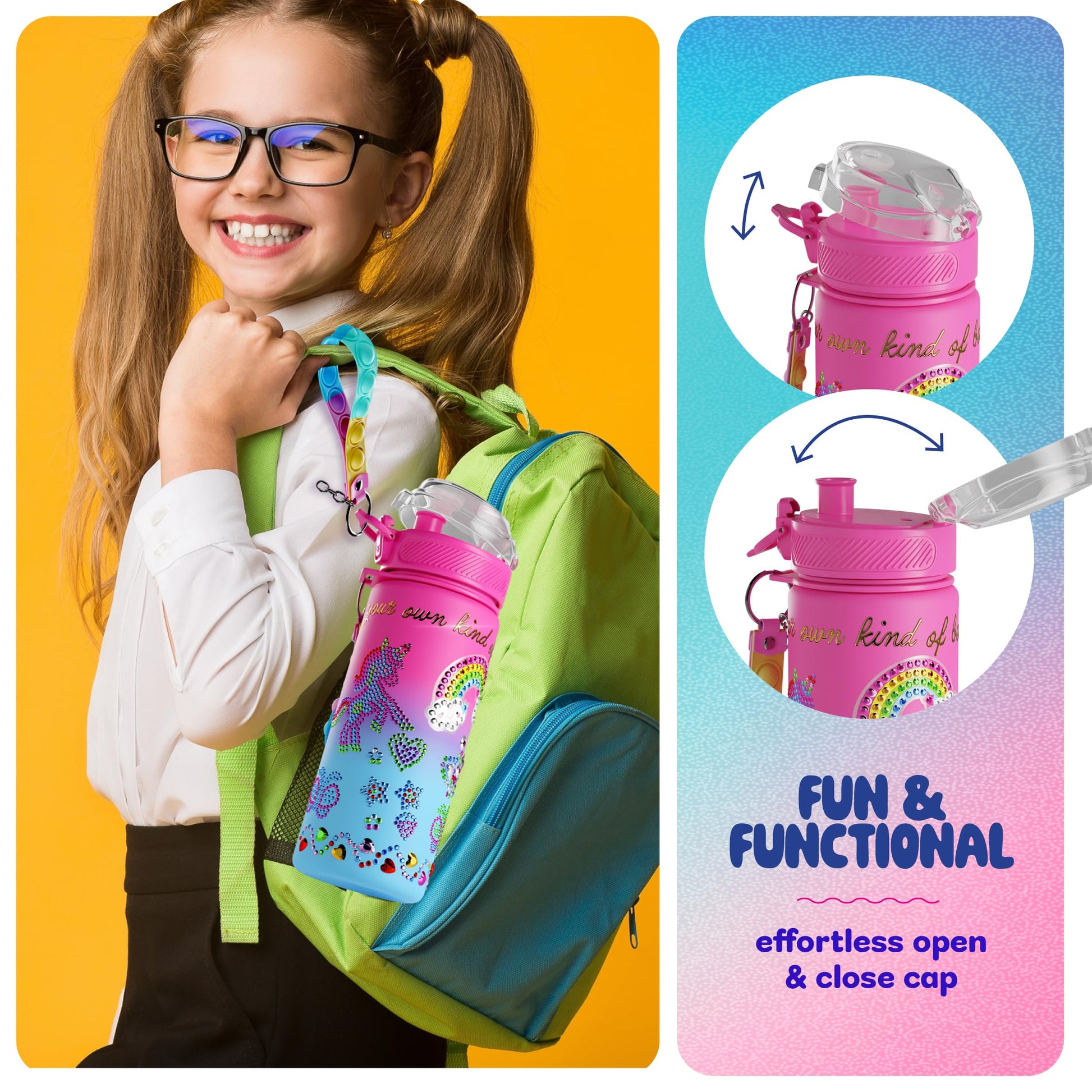 Decorate Your Own Glow-in-the-dark Water Bottle Kit for Girls - 6 7 8 Year Old Girl Birthday Gift Ideas - Gifts for Girls Ages 6-7 6-8 - Arts and Crafts for Kids Age 6-8 - Unicorn Mermaid Toys - Available at All In One Marketplace Canada