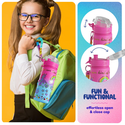 Decorate Your Own Glow-in-the-dark Water Bottle Kit for Girls - 6 7 8 Year Old Girl Birthday Gift Ideas - Gifts for Girls Ages 6-7 6-8 - Arts and Crafts for Kids Age 6-8 - Unicorn Mermaid Toys - Available at All In One Marketplace Canada