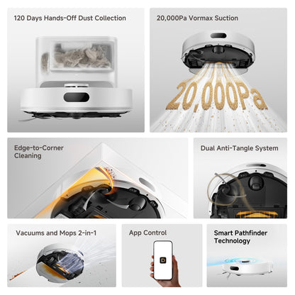 DREAME D20 Air Plus Robot Vacuums and mop, 20,000Pa Suction, Self-Emptying dreame