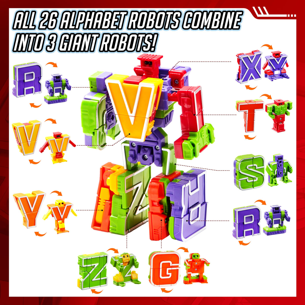 Alphabet Robots Toys for Kids, ABC Learning Toys, Alphabots, Letters, Toddlers Education Toy, Carnival Prizes, Christmas Toys, Treasure Box and Prize for Classroom 🍁 All In One Marketplace Canada