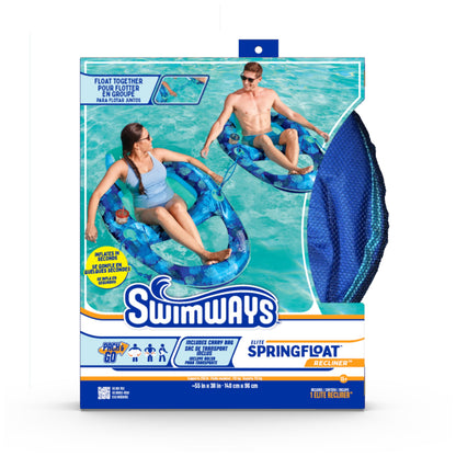 Swimways Elite Spring Float Recliner Pool Lounger, Inflatable Pool Floats Adult with Fast Inflation, Pool Recliner for Adults up to 250 lbs SwimWays
