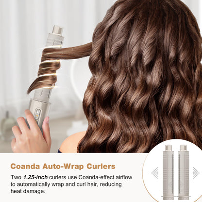 7MAGIC 7 in 1 Hair Styler & Hair Dryer Brush,110,000 RPM High-Speed Negative Ionic Hot Air Styler, 1400W Powerful Blow Dryer Brush & Multi-Style for Straight,Wavy, Curly, and Coily Hair,Champagne Gold - Available at All In One Marketplace Canada
