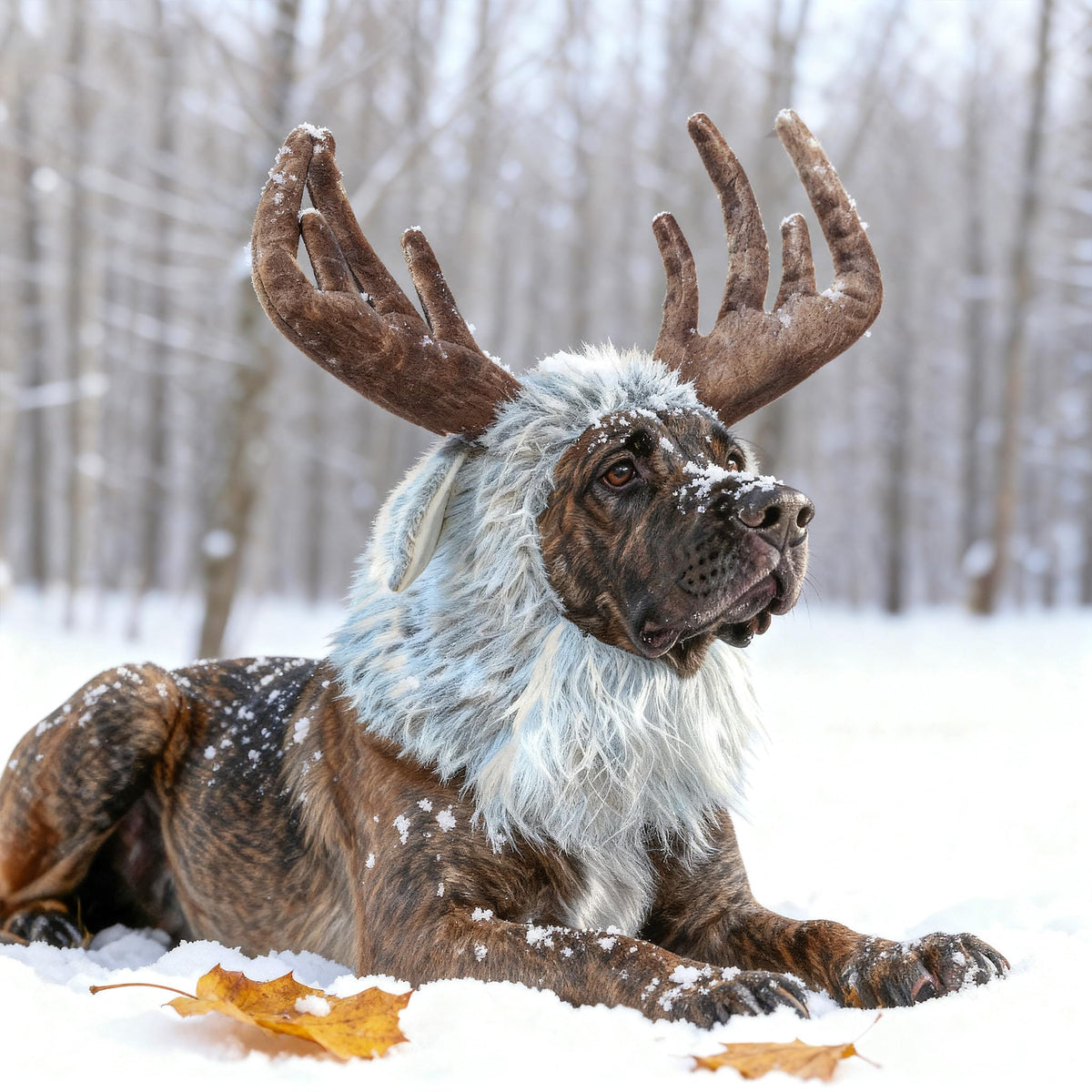 Onmygogo Funny Pet Moose Costumes for Dog, Cute Furry Pet Wig for Halloween Christmas, Pet Clothing Accessories (L, Moose) 🍁 All In One Marketplace Canada