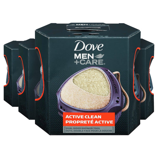 Dove Men+Care Active Clean Dual Sided Shower Tool, Deep Clean Exfoliator, Washes Away Odour-causing Bacteria (Pack of 4) - Available at All In One Marketplace Canada