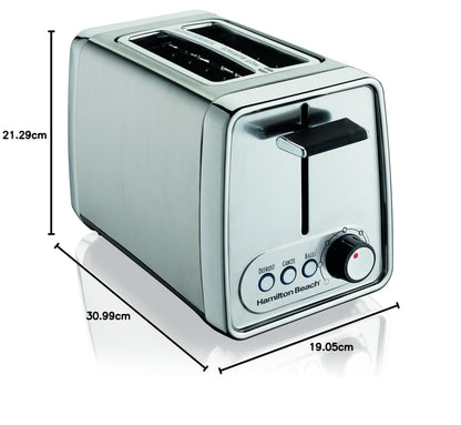 Hamilton Beach 2-Slice Toaster, Chrome, Extra-Wide Slot Toaster with Bagel & Defrost Functions, Shade Selector, Cancel Button, Toast Boost, Auto Shutoff, 22791C