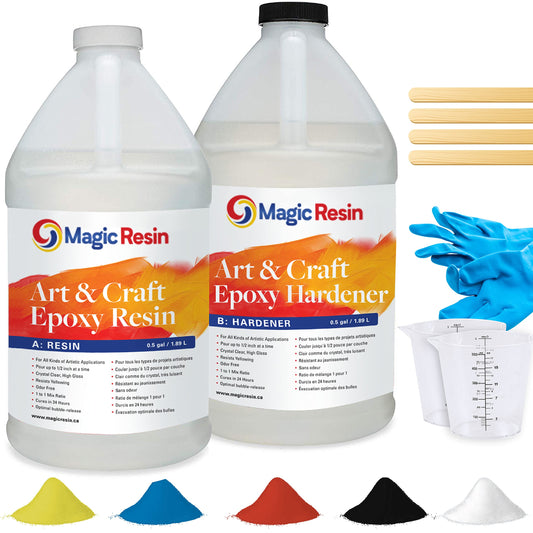 Magic Resin | Epoxy Resin Kit for Art & Craft | 1 Gallon (3.78 L) 128oz | UV Resistant & Odorless | Crystal Clear Epoxy Resin | Jewelry, Earrings, Coasters, Casting, Molding, Crafting and More