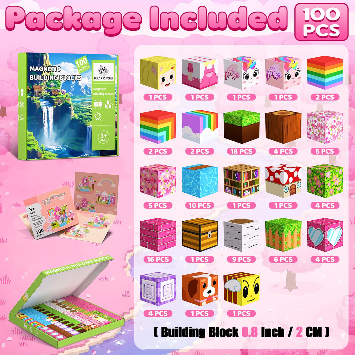 SSAWER Magnetic Blocks, 100PCS Toys Building Blocks Cubes Gifts for Girls 🍁 All In One Marketplace Canada