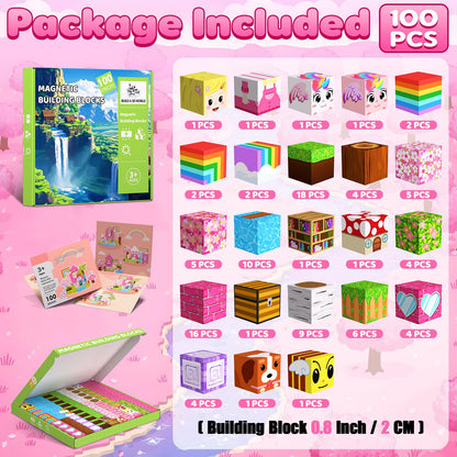 SSAWER Magnetic Blocks, 100PCS Toys Building Blocks Cubes Gifts for Girls 🍁 All In One Marketplace Canada