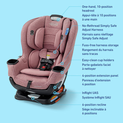 Graco Extend2Fit Convertible Car Seat, 2-in-1 Forward & Rear-Facing Baby Car Seat, 1.8-30 kg (4-65 lb), Talia
