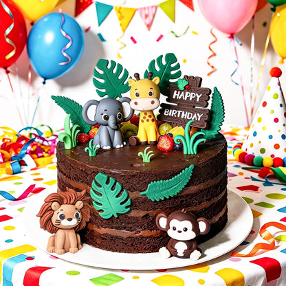 BlingABC 15PCS Cartoon Safari Animal Cake Toppers Jungle Cake Decorations 🍁 All In One Marketplace Canada