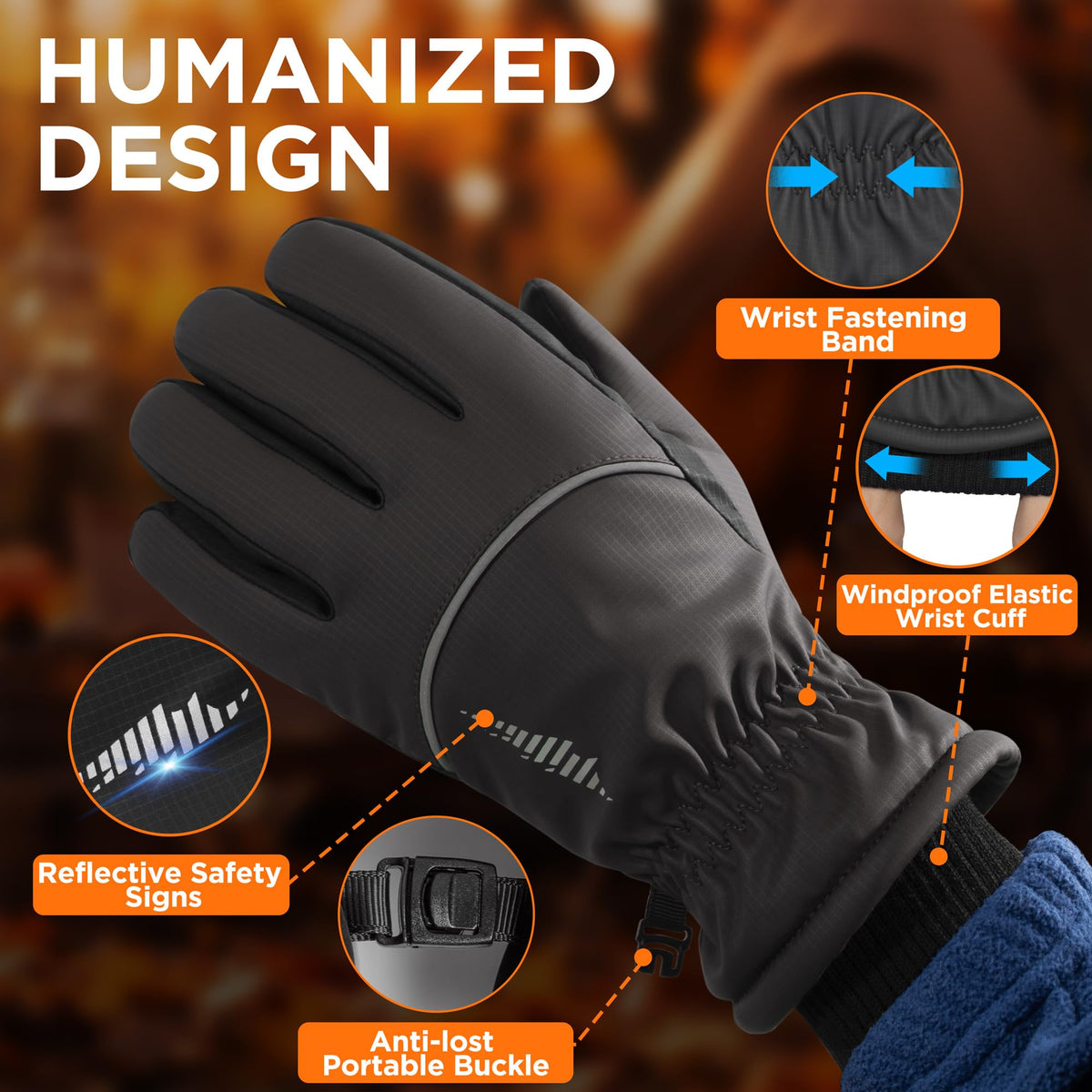 Rivmount Winter Gloves with 3 M Insulation/Waterproof/Touchscreen for Women Men, Thermal Warm Snow Gloves for Cold Weather Outdoor, Running, Ski, Cycling, Daily Work, Hiking, (Black Size L) 🍁 All In One Marketplace Canada