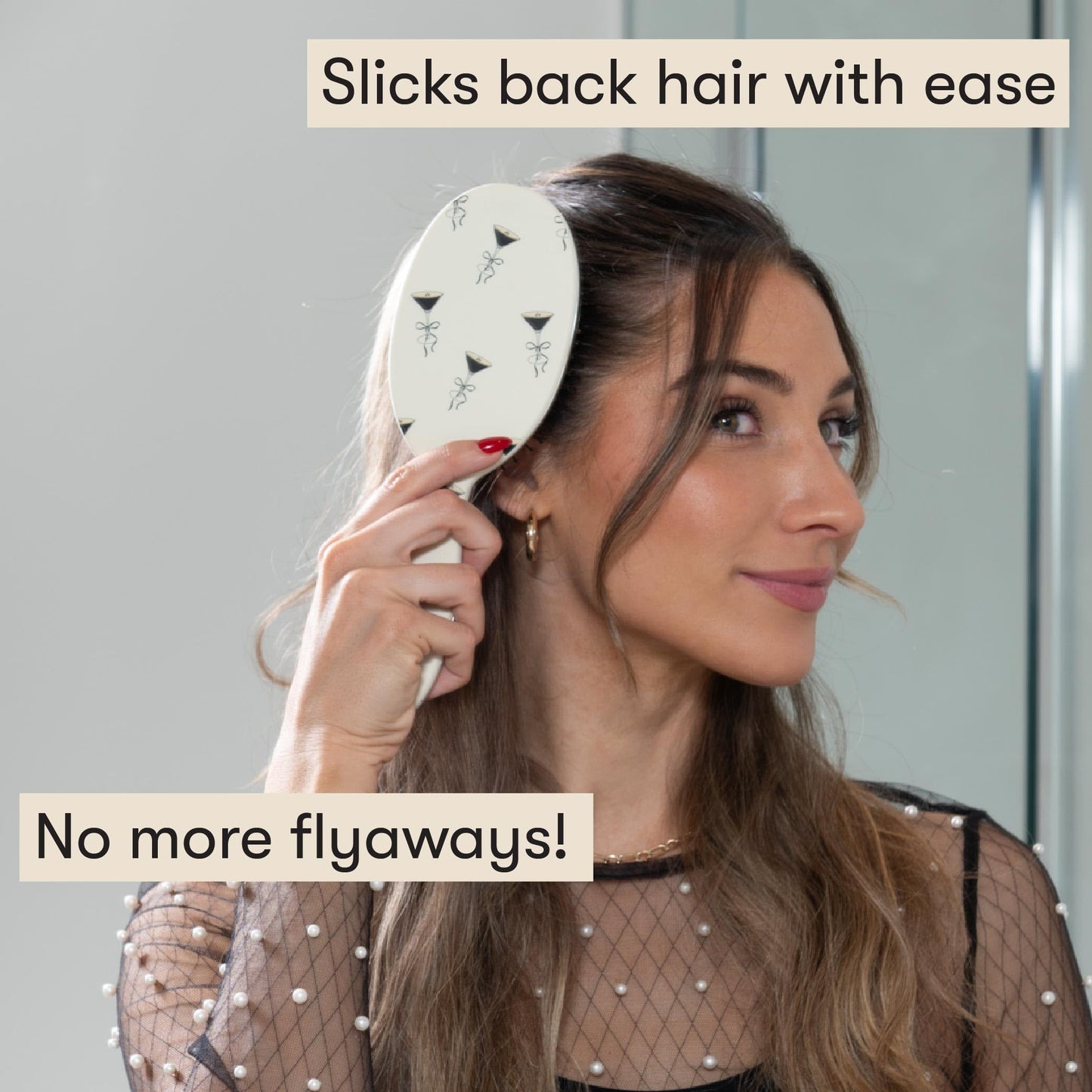 FRAMAR Boar Bristle Hair Brush – Slick Back Hair Brush For Women, Boar Bristle Brush, Slick Back Brush, Hairbrush Women, Brosse a Cheveux, Boar Brush For Volume and Shine – Espresso Martini