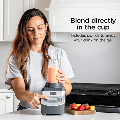 Ninja BL660C Professional Countertop Blender With 1100-Watt Base,72Oz Total Crushing Pitcher and(2)16 Oz Cups For Frozen Drinksand Smoothies,Silver/Gray,1100W,(Canadian Version)Silver/Grey,7.8 Pounds