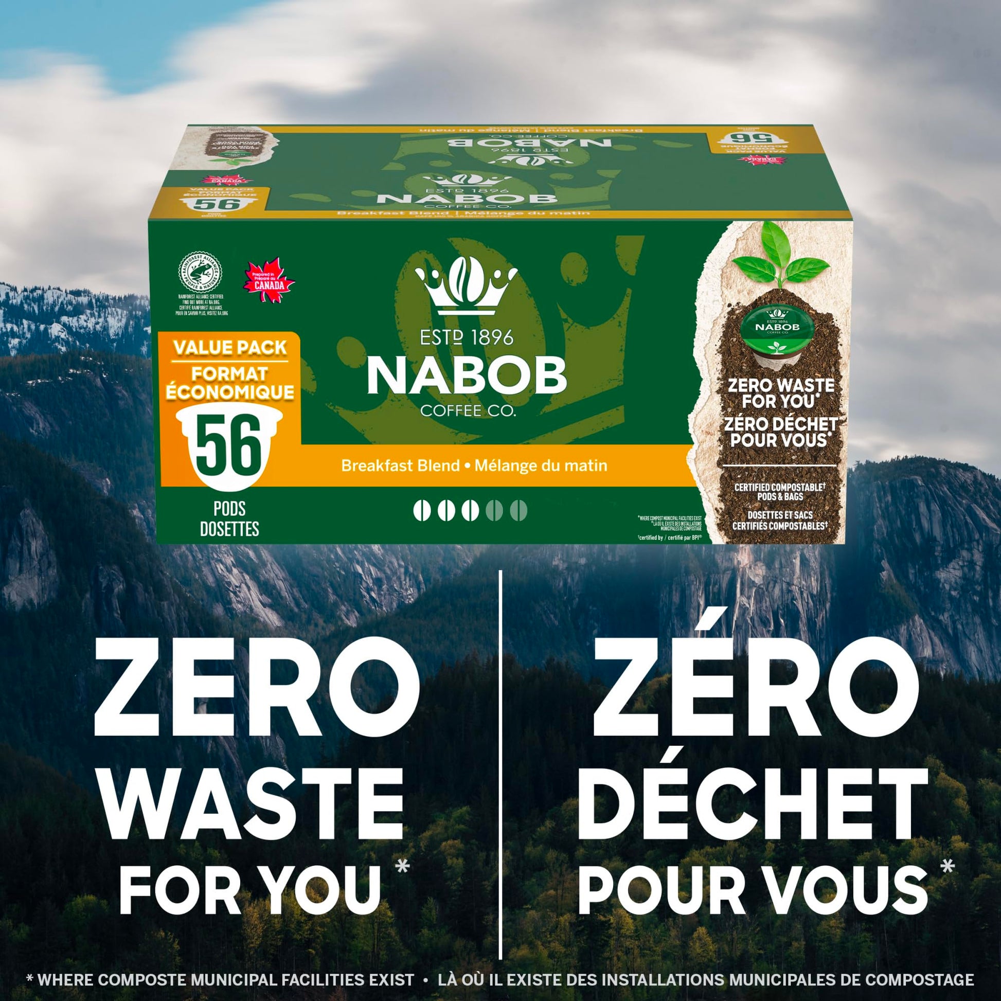Nabob Breakfast Blend 100% Compostable Pods, 56 Pods NABOB