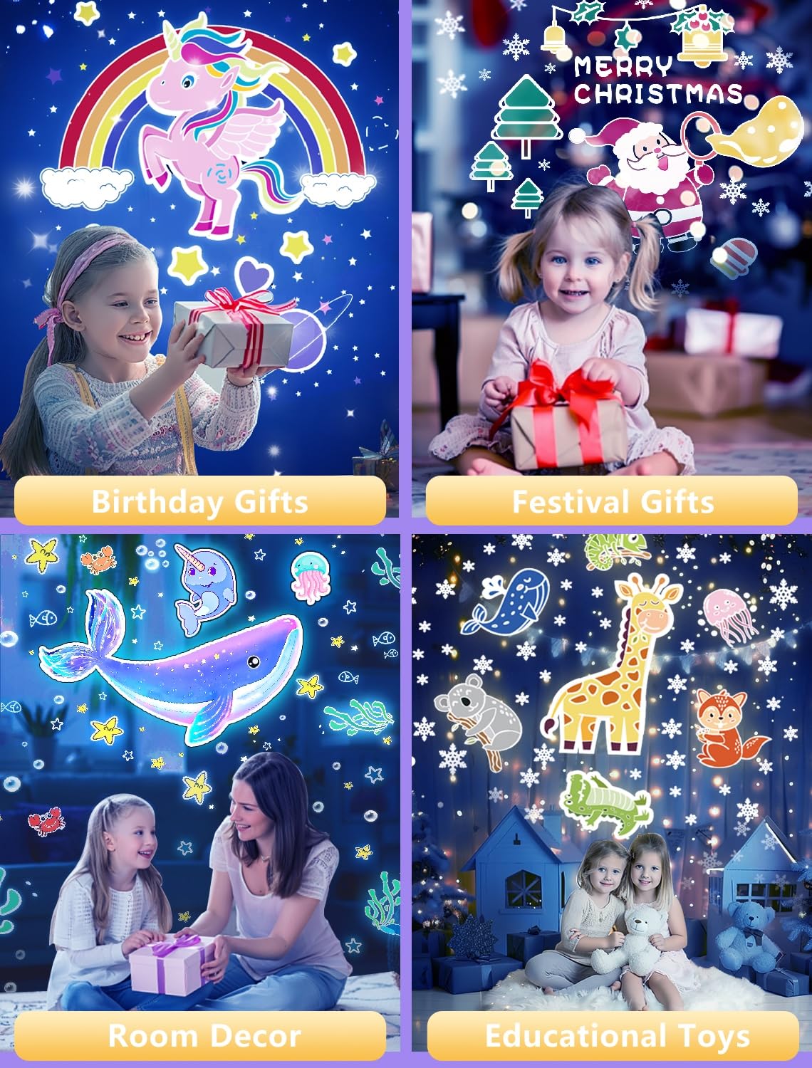 21 Sets of Films, Projector Night Light for Kids Bedroom, Ceiling, Kids Night Light Projector, Star Galaxy Projector for Baby Girls with 360° Rotation, Dimmable, Birthday, Christmas, Gifts, Room Decor 🍁 All In One Marketplace Canada
