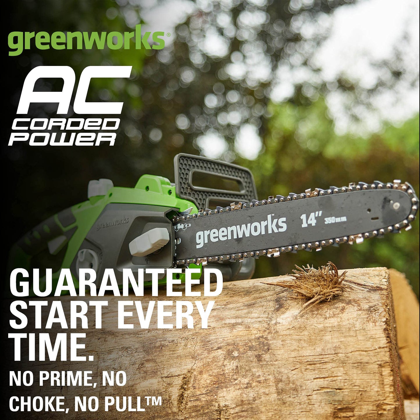 Greenworks 9 Amp 14-Inch Corded Chainsaw with Tool-less Chain Tensioning & Auto Oiling, Electric Handheld Chainsaw for Garden Yard Maintenance Tree Felling Triming, Firewood Cutting Logging Pruning Greenworks