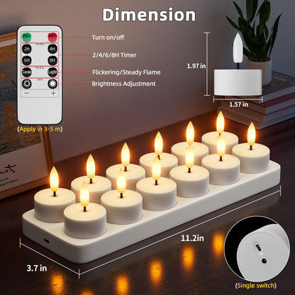 Rechargeable Flameless Tea Lights Candle with Charging Station Remote 12Pcs 🍁 All In One Marketplace Canada