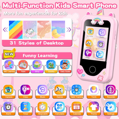 Kids Smart Phone for Girls Toys, Gifts for 3-10 Year Old Girls Boys Pink 🍁 All In One Marketplace Canada
